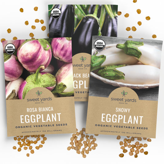 Organic Eggplant Seeds Variety Pack - 3 Individual Packs