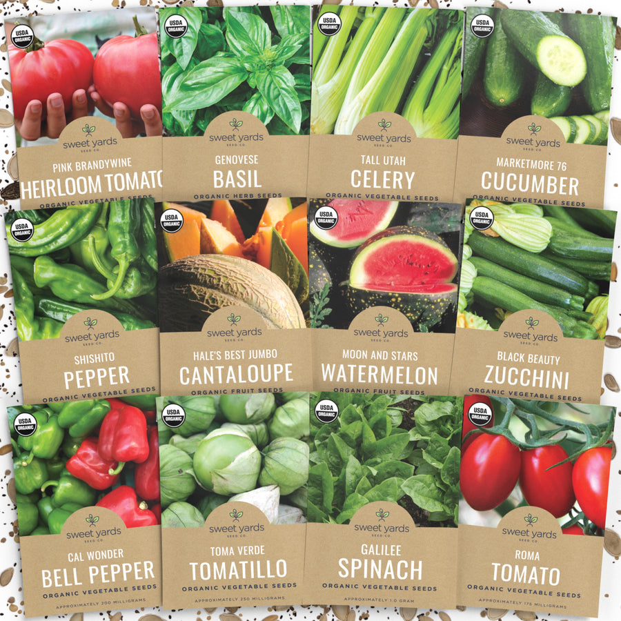 Organic Summer Vegetable Garden Seeds Variety Pack - 12 Packets