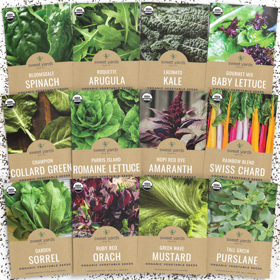 Organic Healthy Greens Seeds Variety - 12 Packets