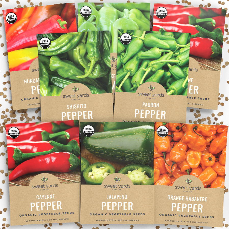 Organic Hot Pepper Seeds Variety Pack - 8 Packets