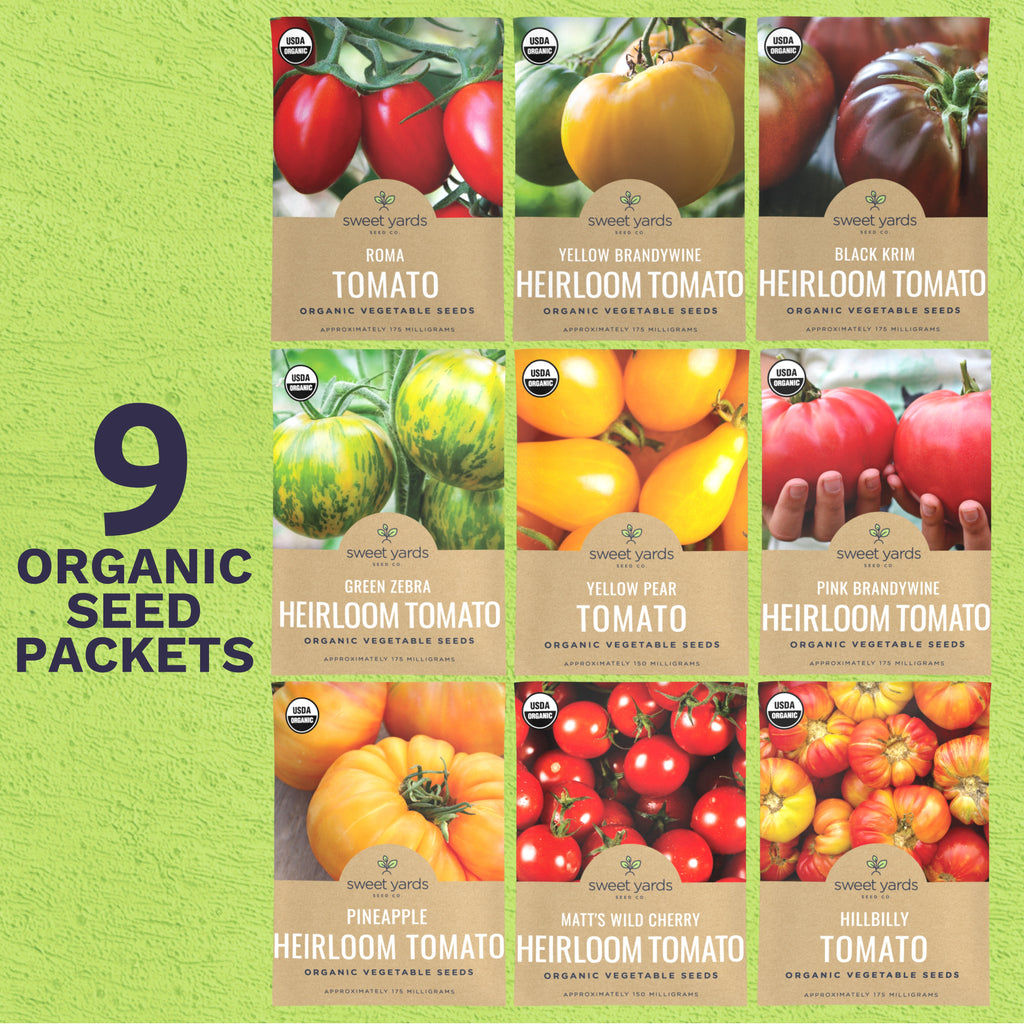 Organic Heirloom Tomato Seeds Variety Pack - 9 Seed Packets