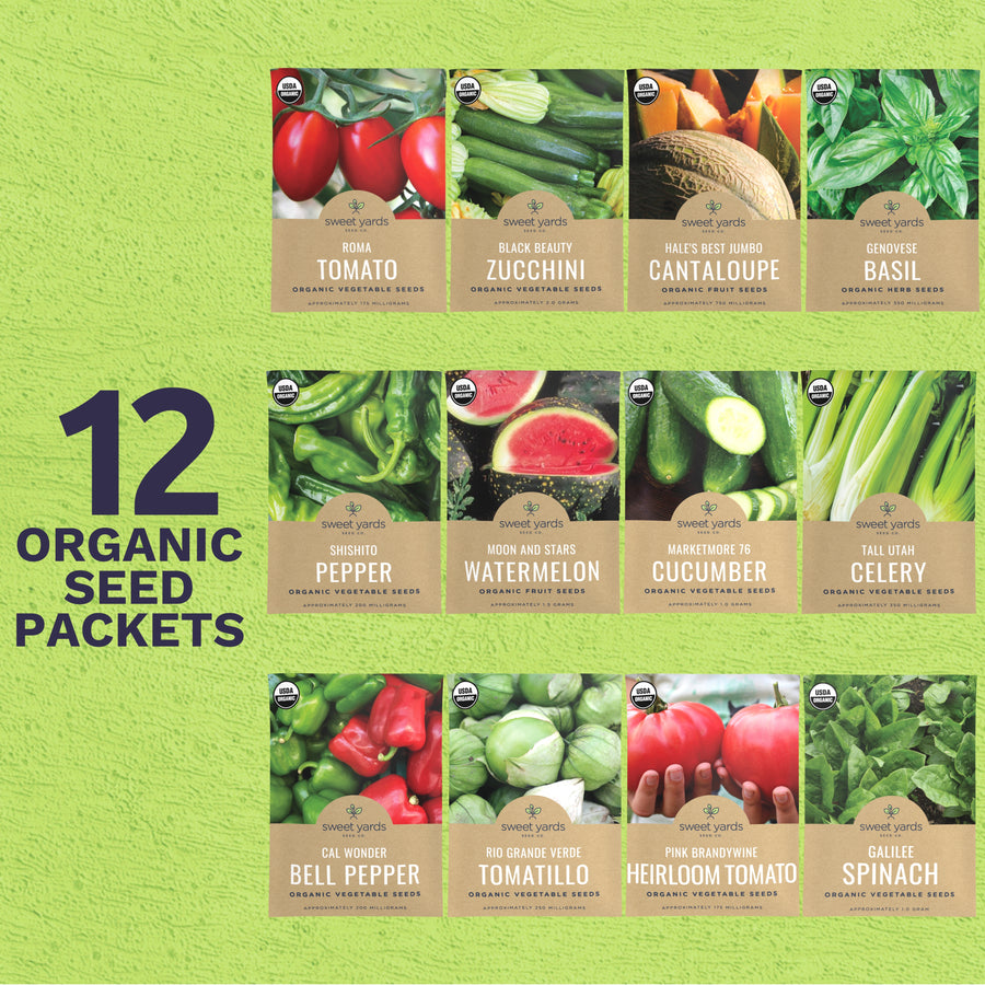 Organic Summer Vegetable Garden Seeds Variety Pack - 12 Packets