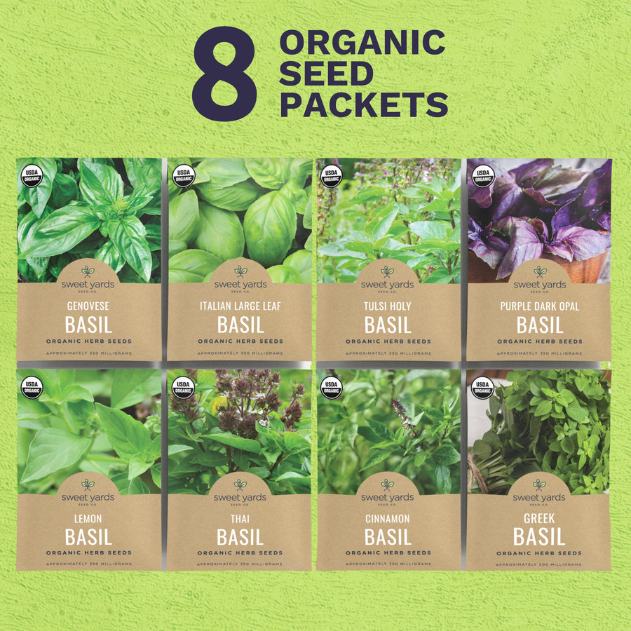 Organic Basil Seeds Variety Pack - 8 Packets