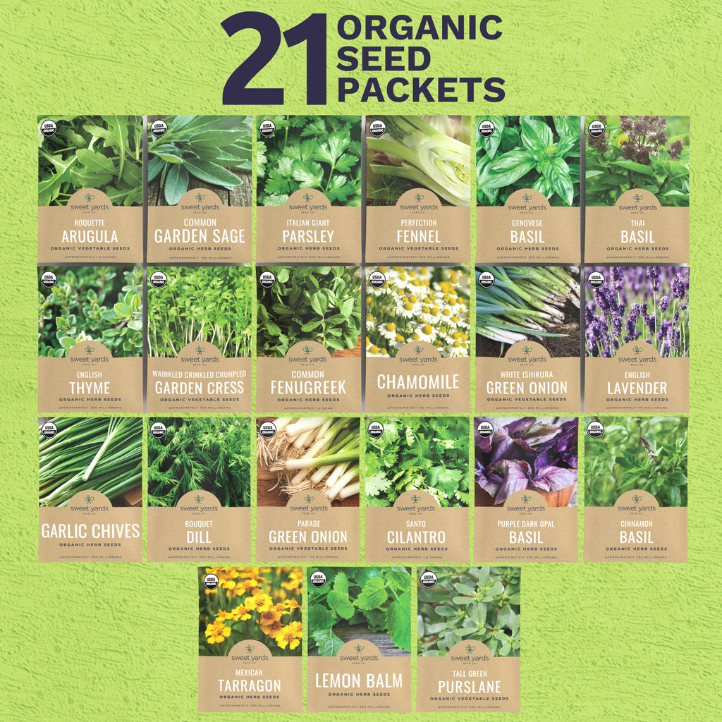 Organic Ultimate Herb Seeds Variety Pack - 21 Packets