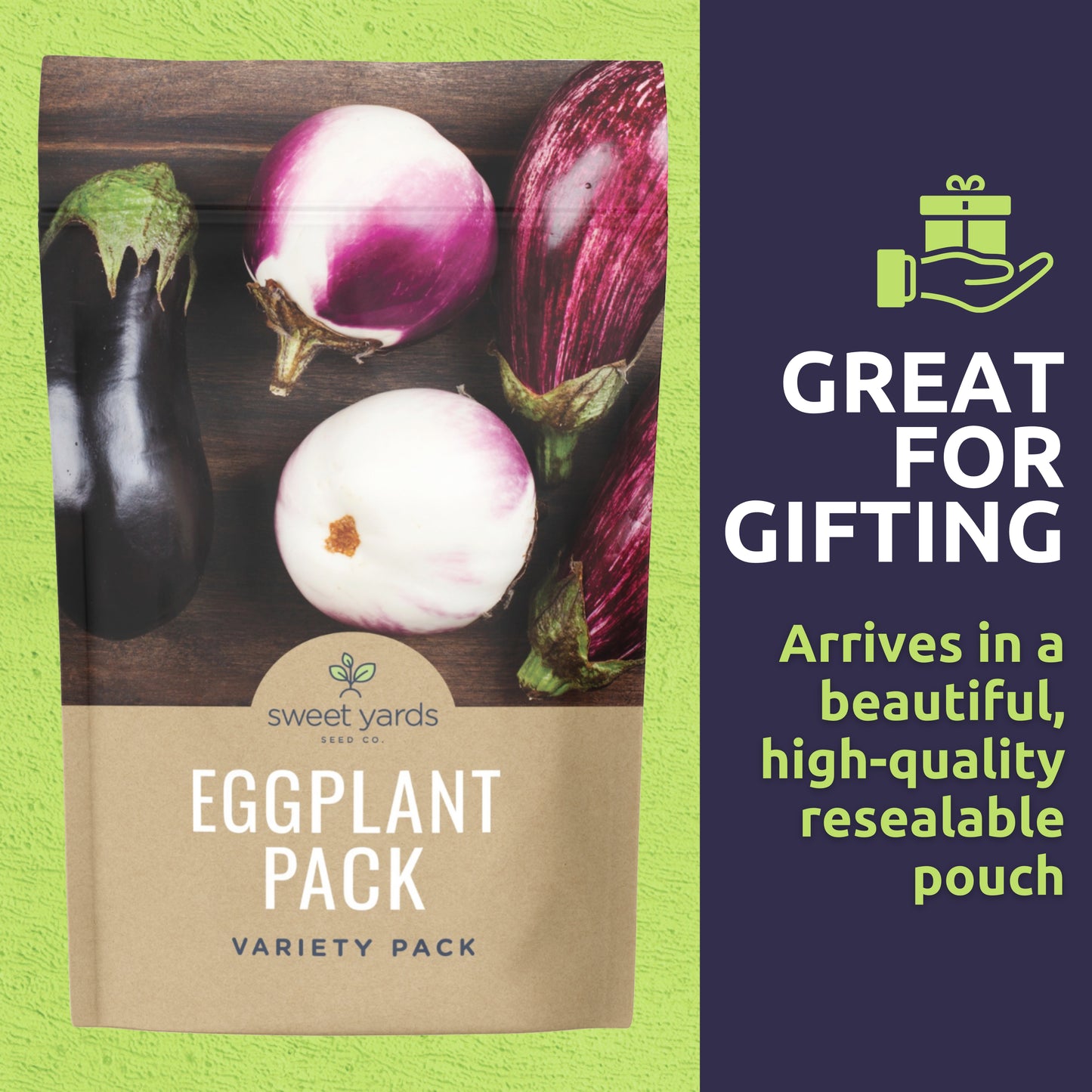 Organic Eggplant Seeds Variety Pack - 3 Individual Packs
