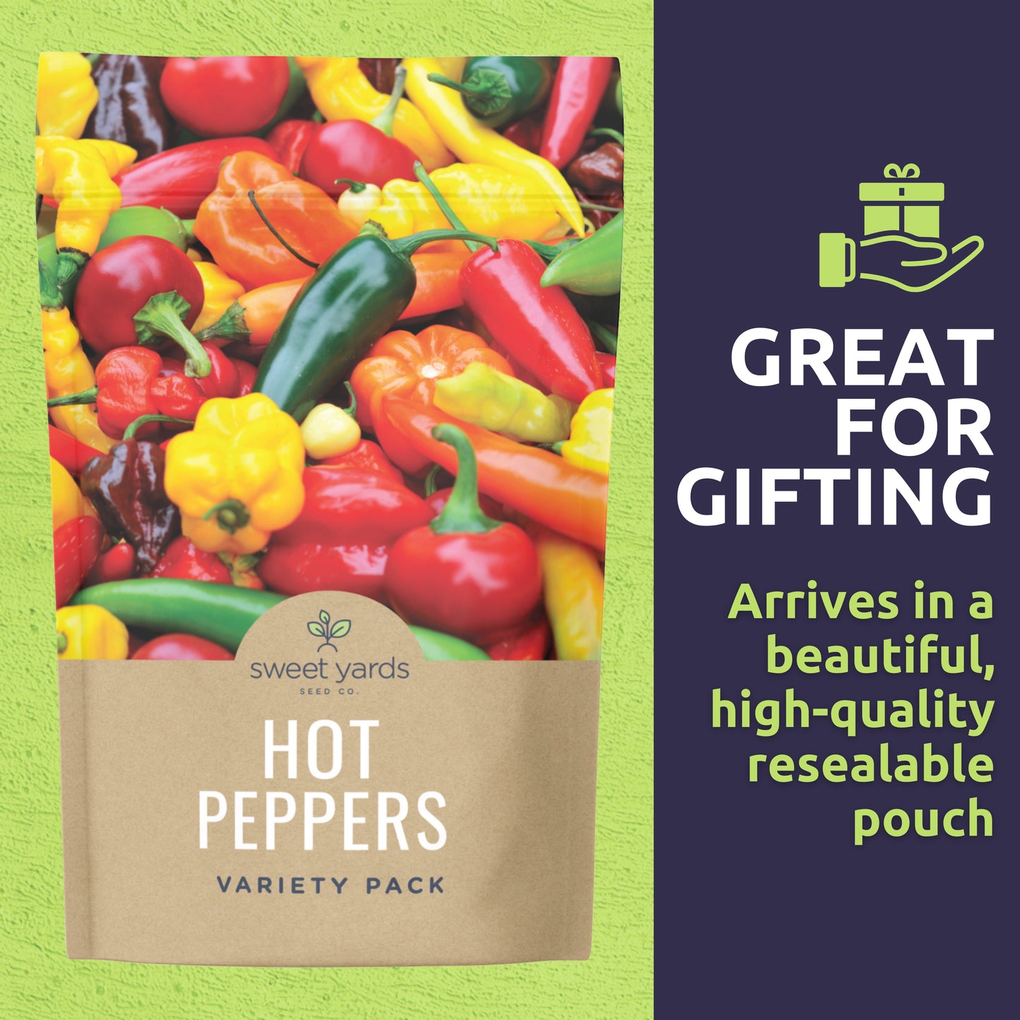 Organic Hot Pepper Seeds Variety Pack - 8 Individual Packs
