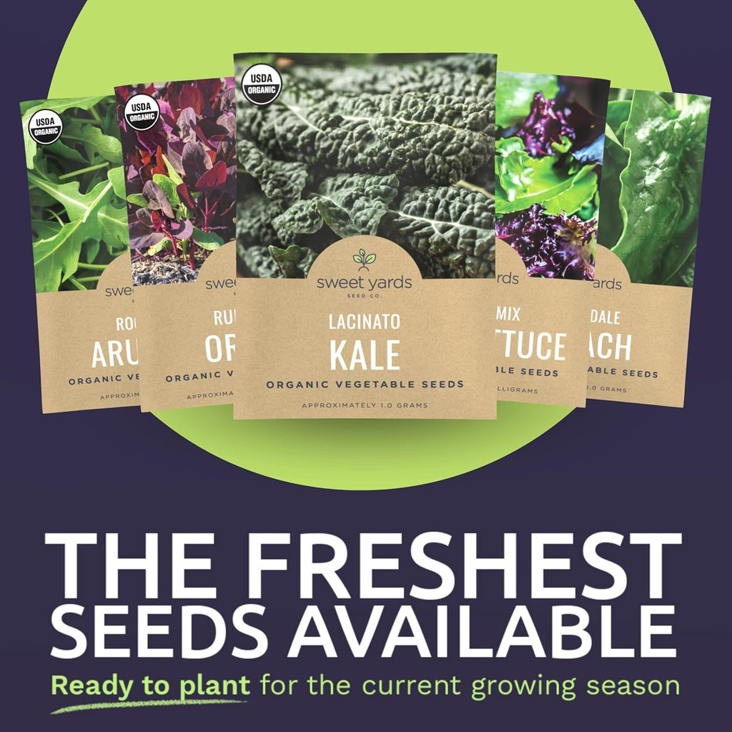 Organic Healthy Greens Seeds Variety Pack - 12 Individual Packs