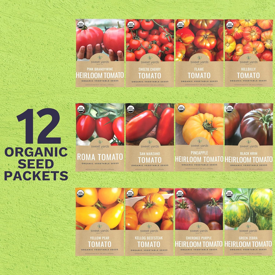Organic Heirloom Tomato Seeds Variety Pack - 12 Seed Packets