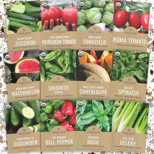 Organic Summer Vegetable Garden Seeds Variety Pack - 12 Packets