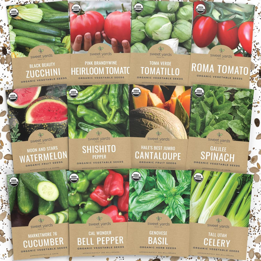 Organic Summer Vegetable Garden Seeds Variety Pack - 12 Packets