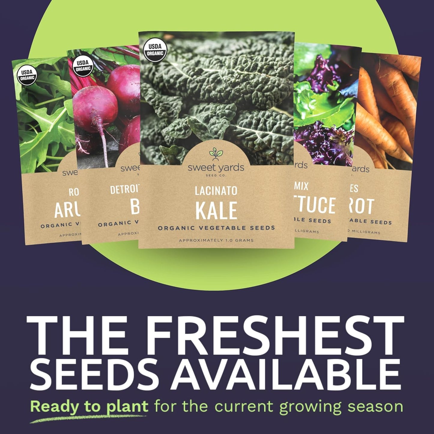 Organic Cool Weather Spring & Fall Seeds Variety Pack - 13 Individual Packs