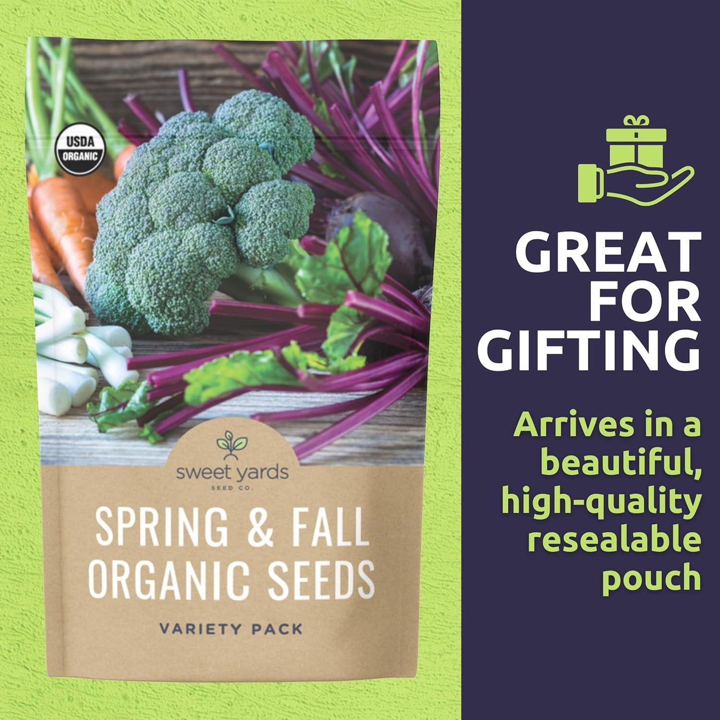 Organic Cool Weather Spring & Fall Seeds Variety Pack - 13 Individual Packs
