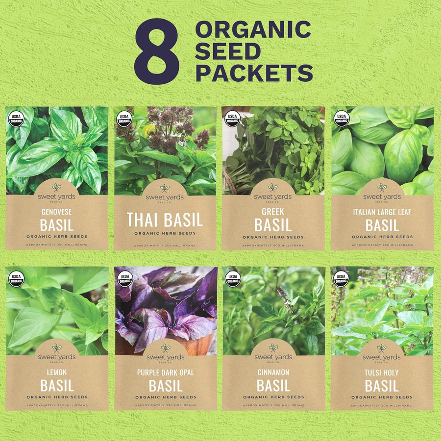 Organic Basil Seeds Variety Pack - 8 Packets