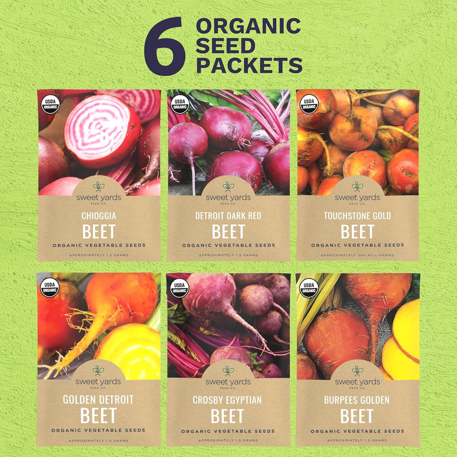 Organic Beet Seeds Variety Pack - 6 Individual Packs