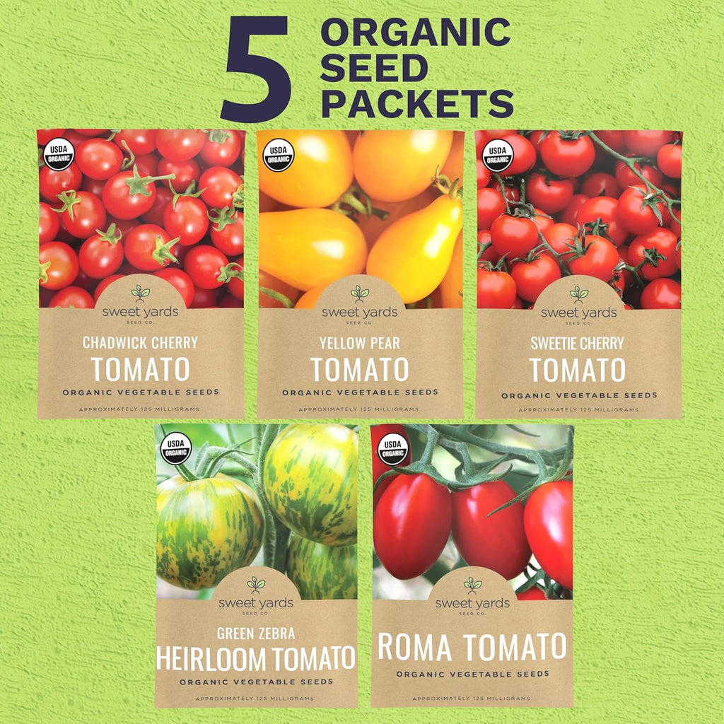 Organic Cherry Tomato Seeds Variety Pack - 5 Individual Packs