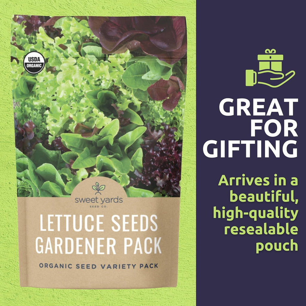 Organic Lettuce & Greens Seeds Variety Pack - 10 Individual Packs