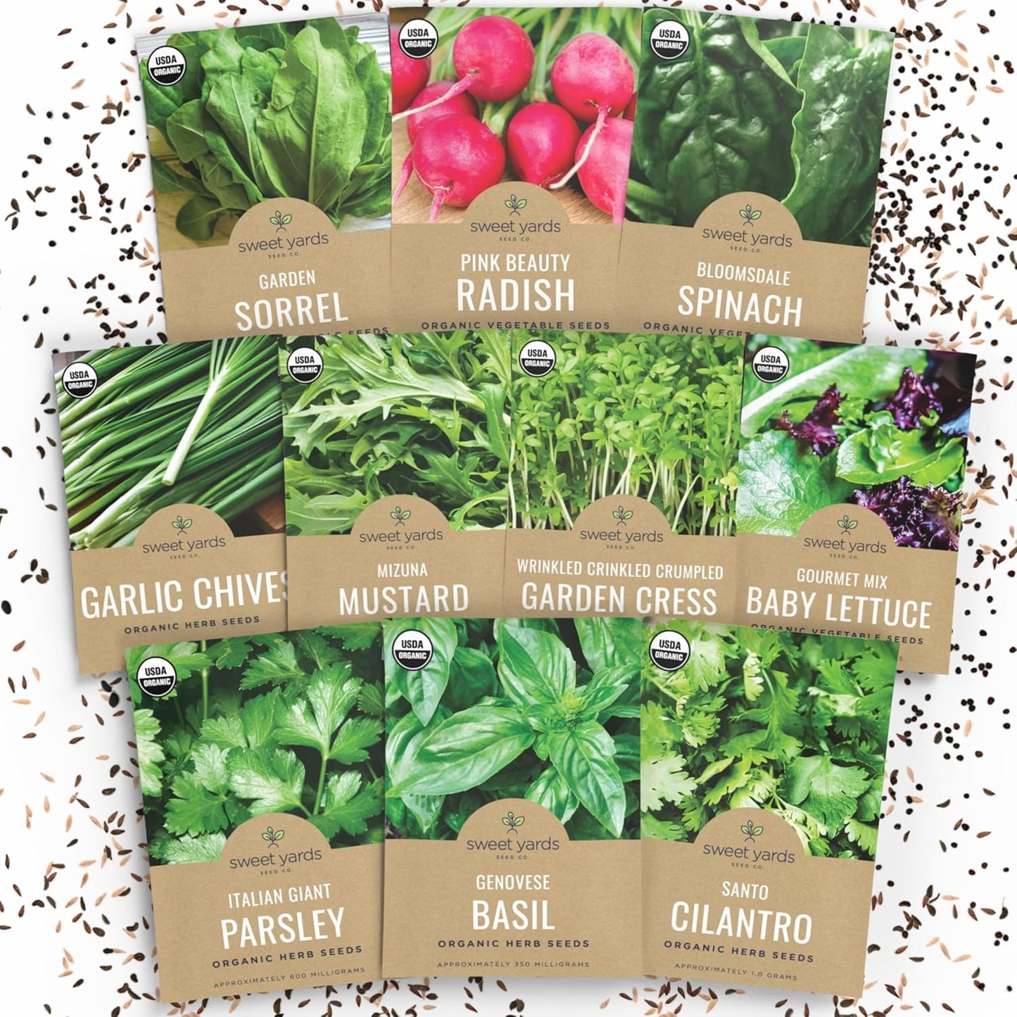 Organic Window Sill Seeds Variety Pack - 10 Individual Packs