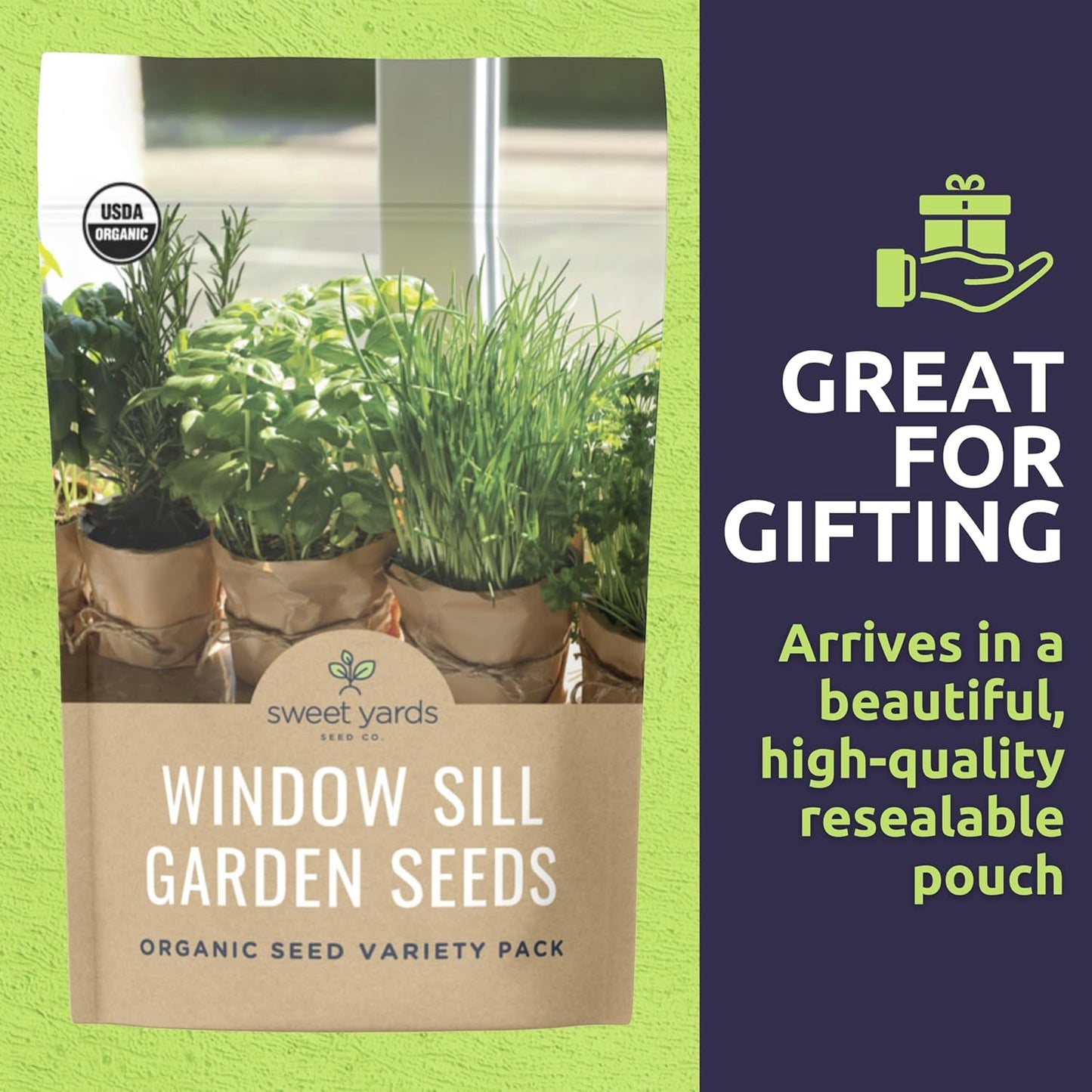 Organic Window Sill Seeds Variety Pack - 10 Individual Packs