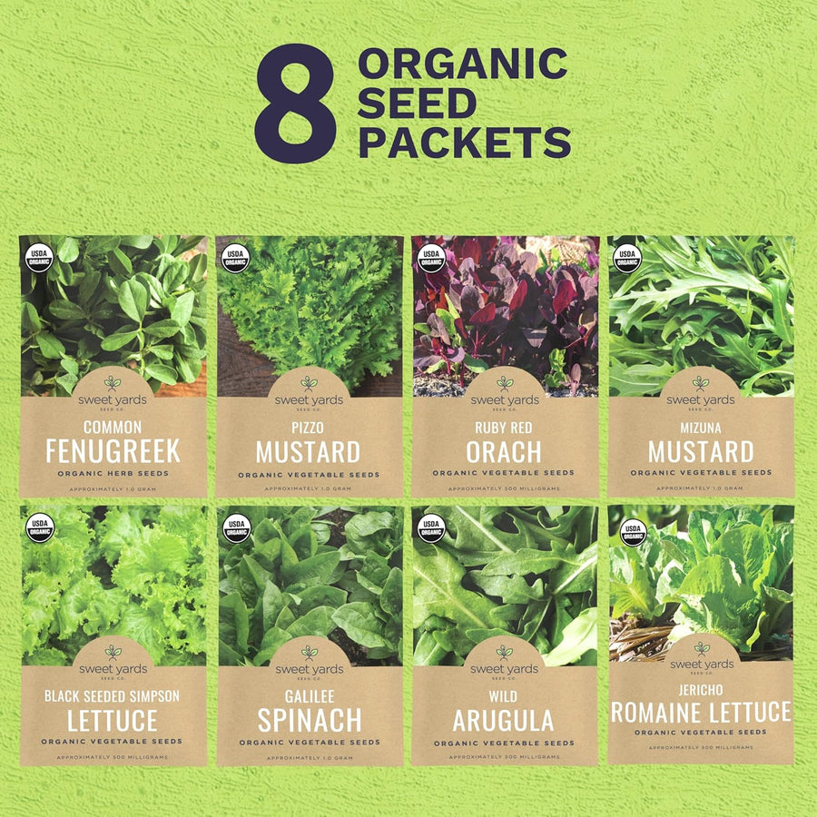 Organic Heat Tolerant Lettuce Seeds Variety Pack - 8 Individual Packs