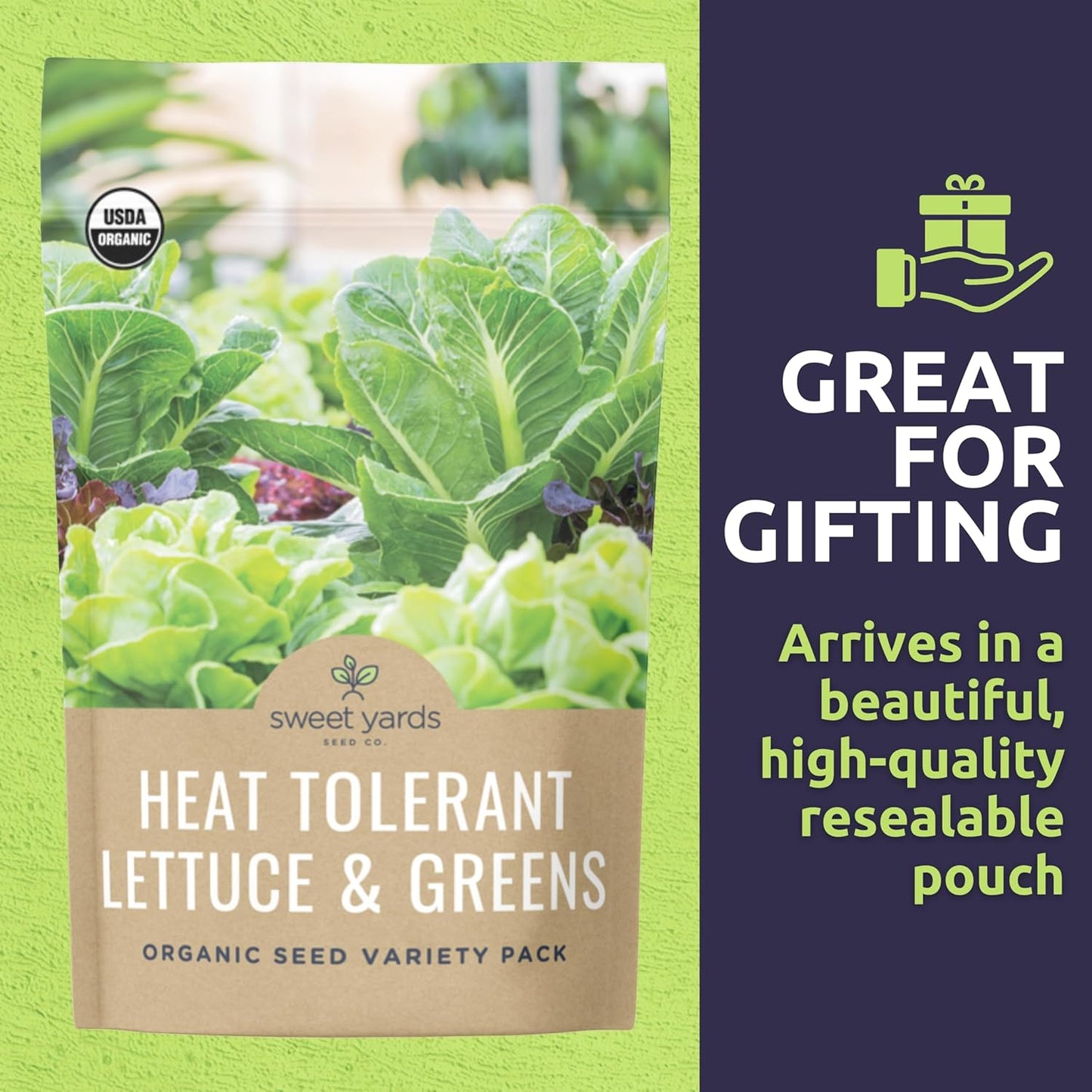 Organic Heat Tolerant Lettuce Seeds Variety Pack - 8 Individual Packs