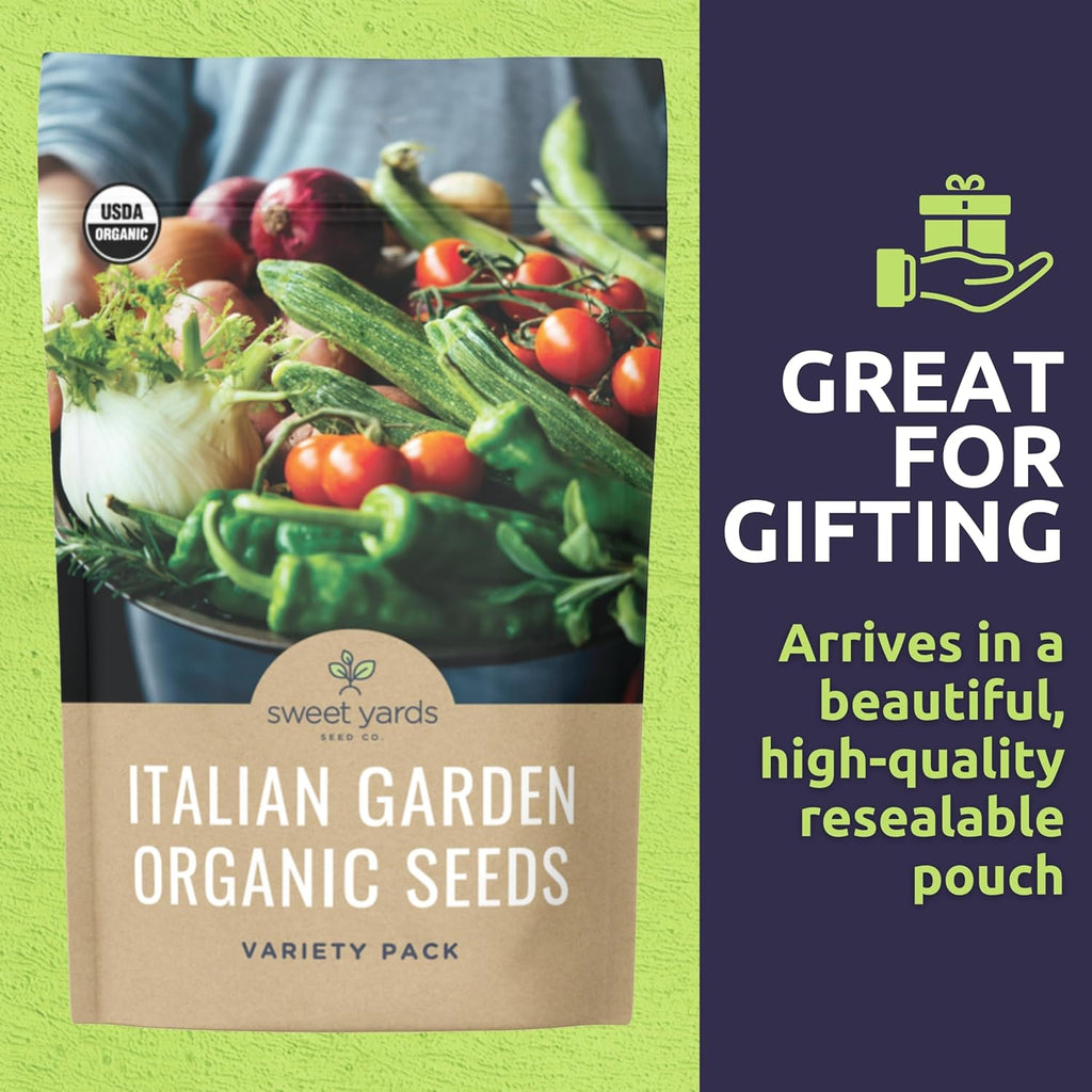 Organic Italian Garden Seeds Variety Pack - 12 Individual Packs
