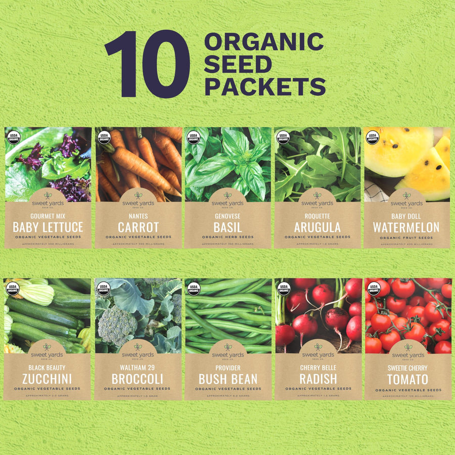 Organic Seeds Essential Variety Pack - 10 Individual Packs