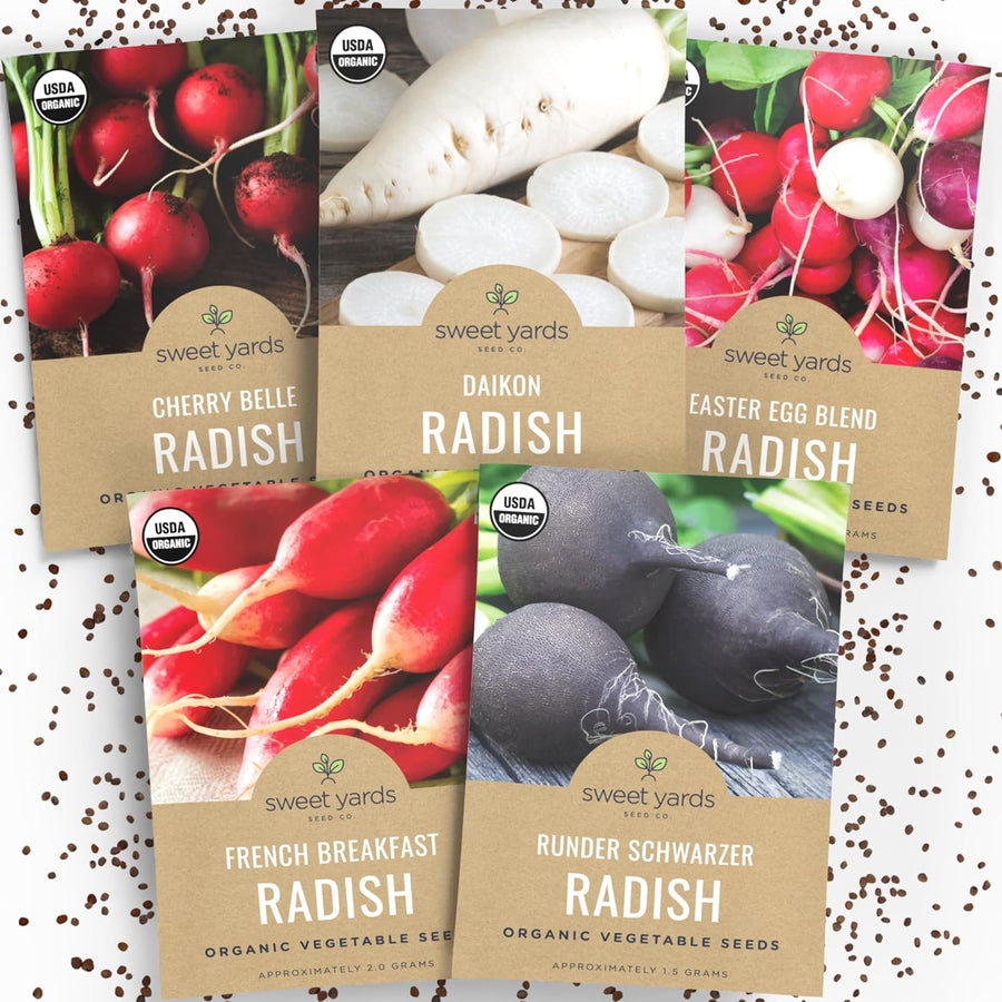 Organic Radish Seeds Variety Pack - 5 Individual Packs