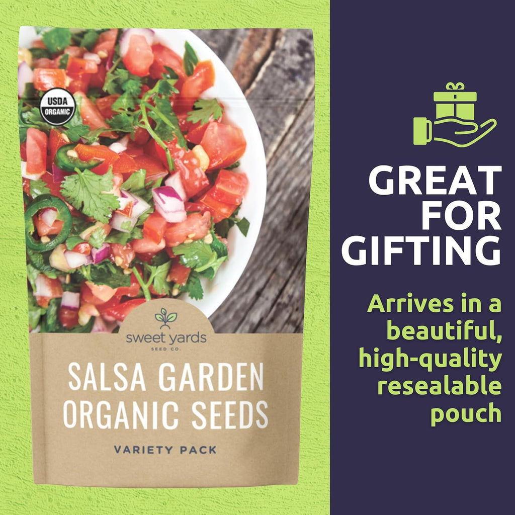 Organic Salsa Garden Seeds Variety Pack - 8 Individual Packs