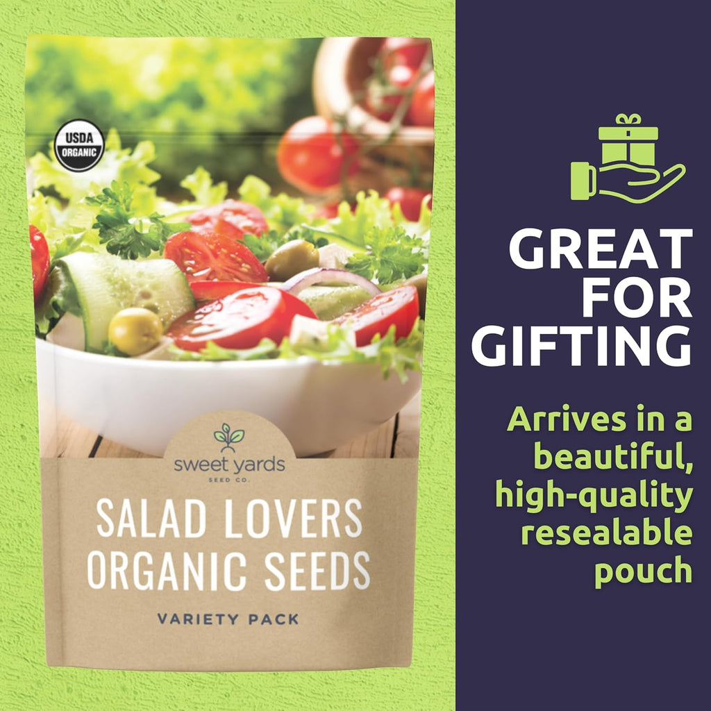 Organic Salad Lover Seeds Variety Pack - 10 Individual Packs