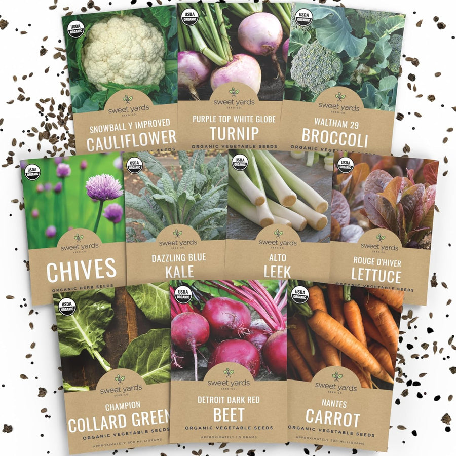 Organic Cold Hardy Fall & Winter Seeds Variety Pack - 10 Individual Packs