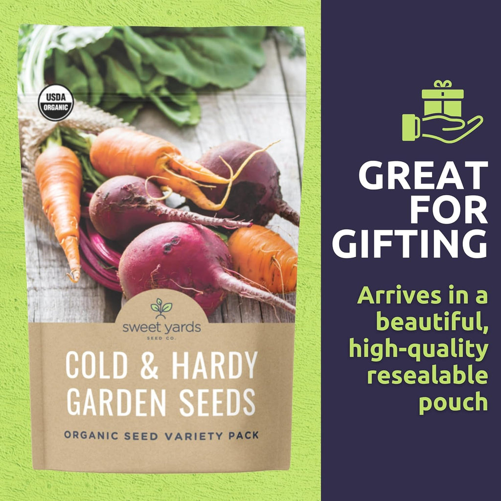 Organic Cold Hardy Fall & Winter Seeds Variety Pack - 10 Individual Packs