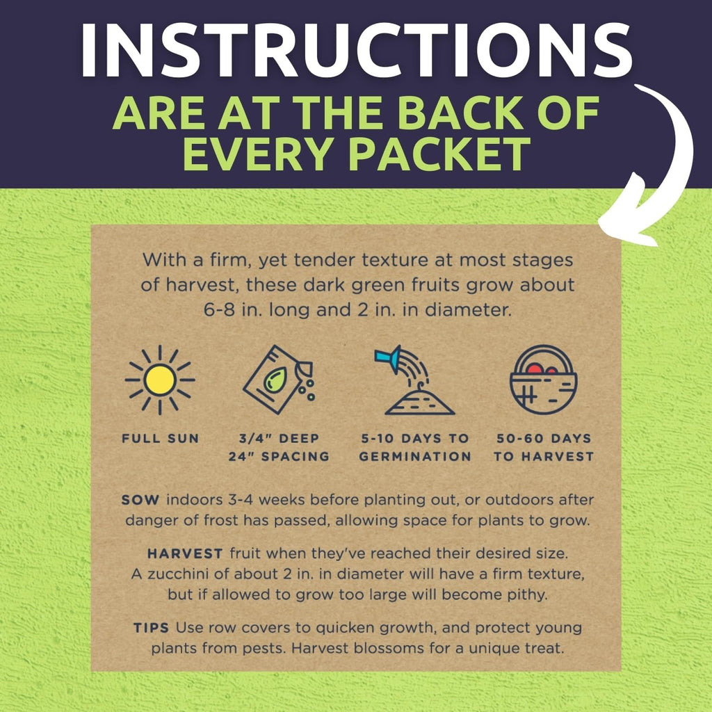 Organic Summer Squash Seeds Variety Pack - 5 Individual Packs