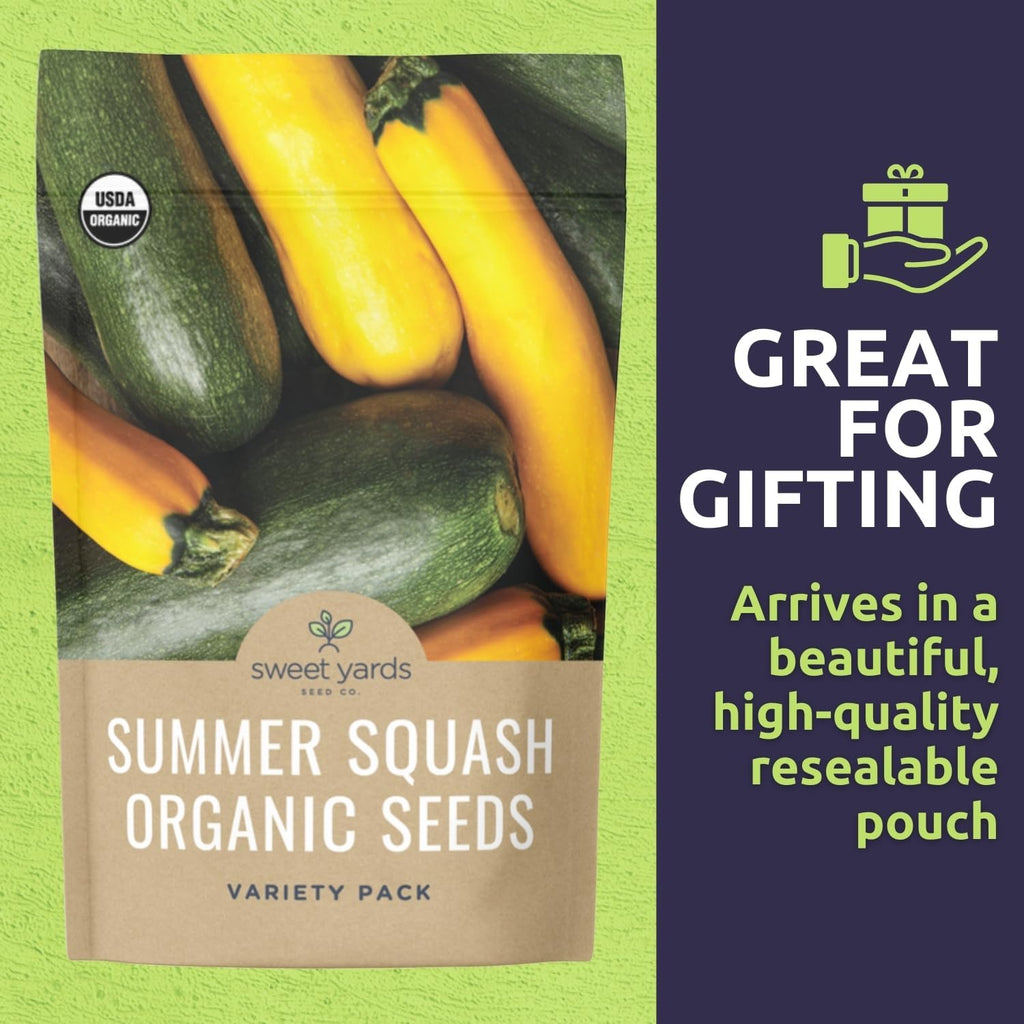 Organic Summer Squash Seeds Variety Pack - 5 Individual Packs