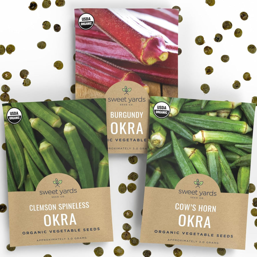 Organic Okra Lovers Seeds Variety Pack - 3 Individual Packs