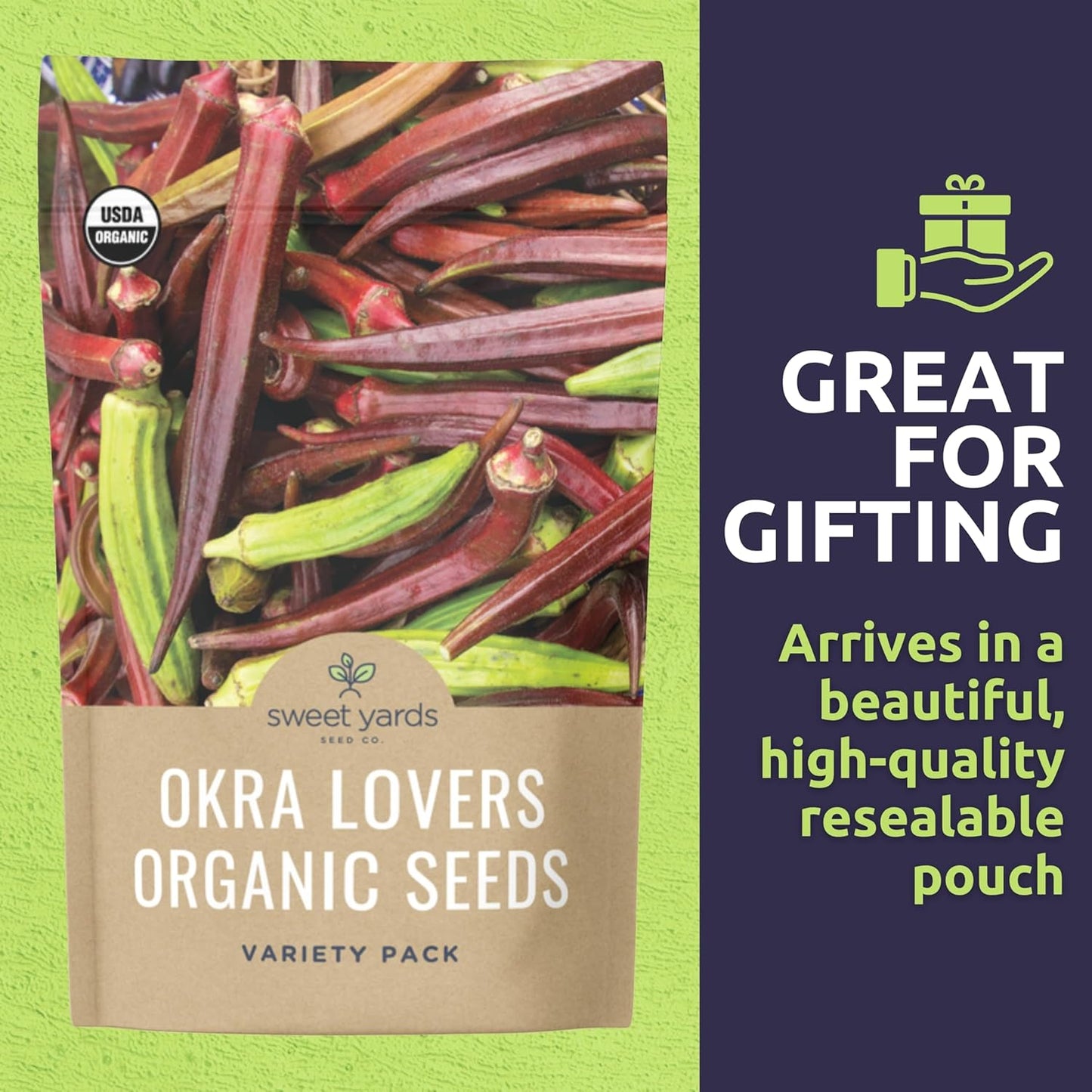 Organic Okra Lovers Seeds Variety Pack - 3 Individual Packs