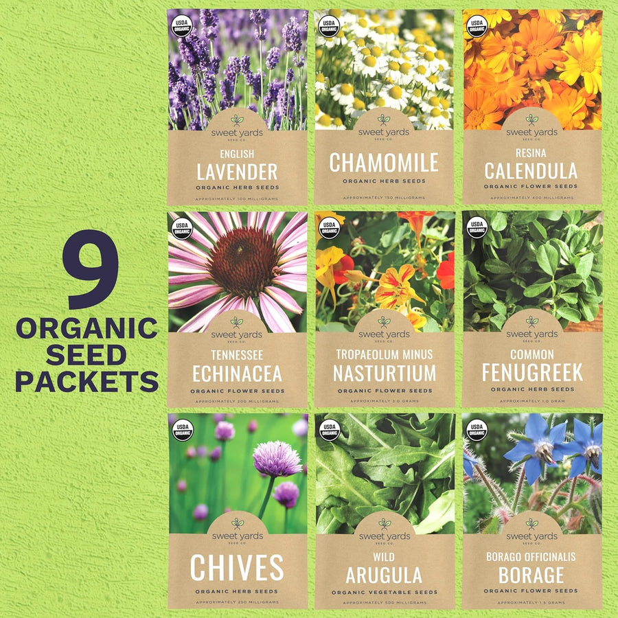 Organic Edible Flowers Variety Pack - 9 Packets