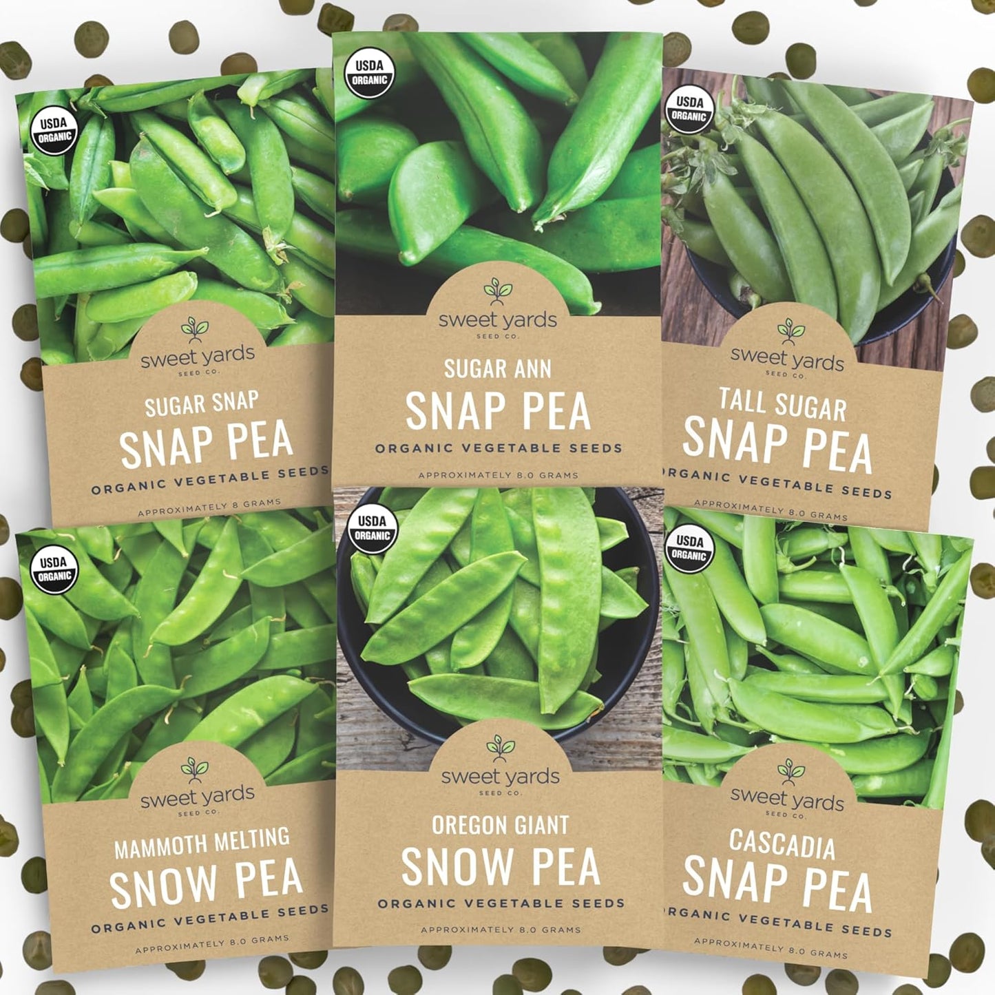 Organic Pea Lover Seeds Variety Pack - 6 Individual Packs