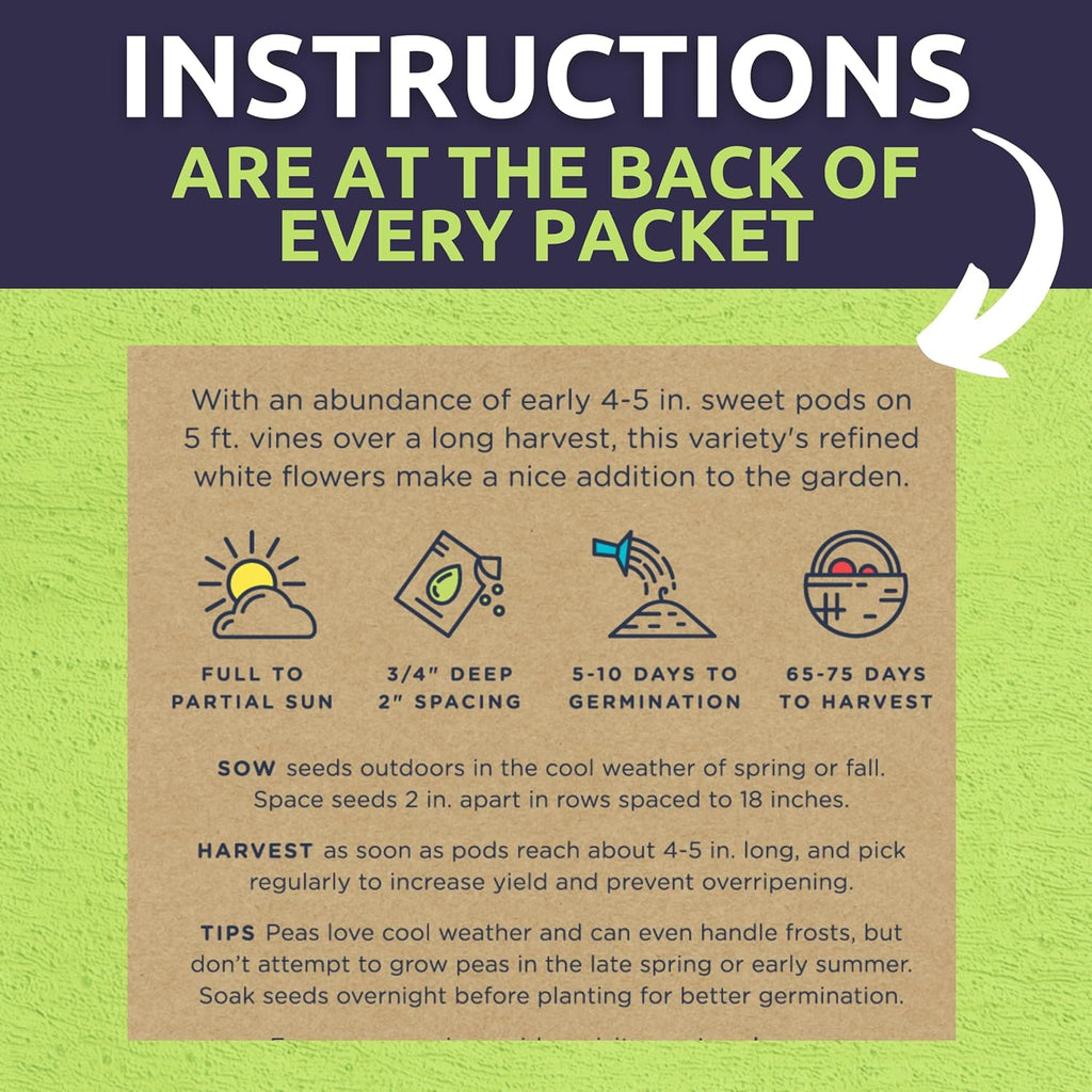 Organic Pea Lover Seeds Variety Pack - 6 Individual Packs