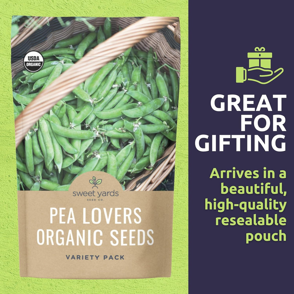 Organic Pea Lover Seeds Variety Pack - 6 Individual Packs