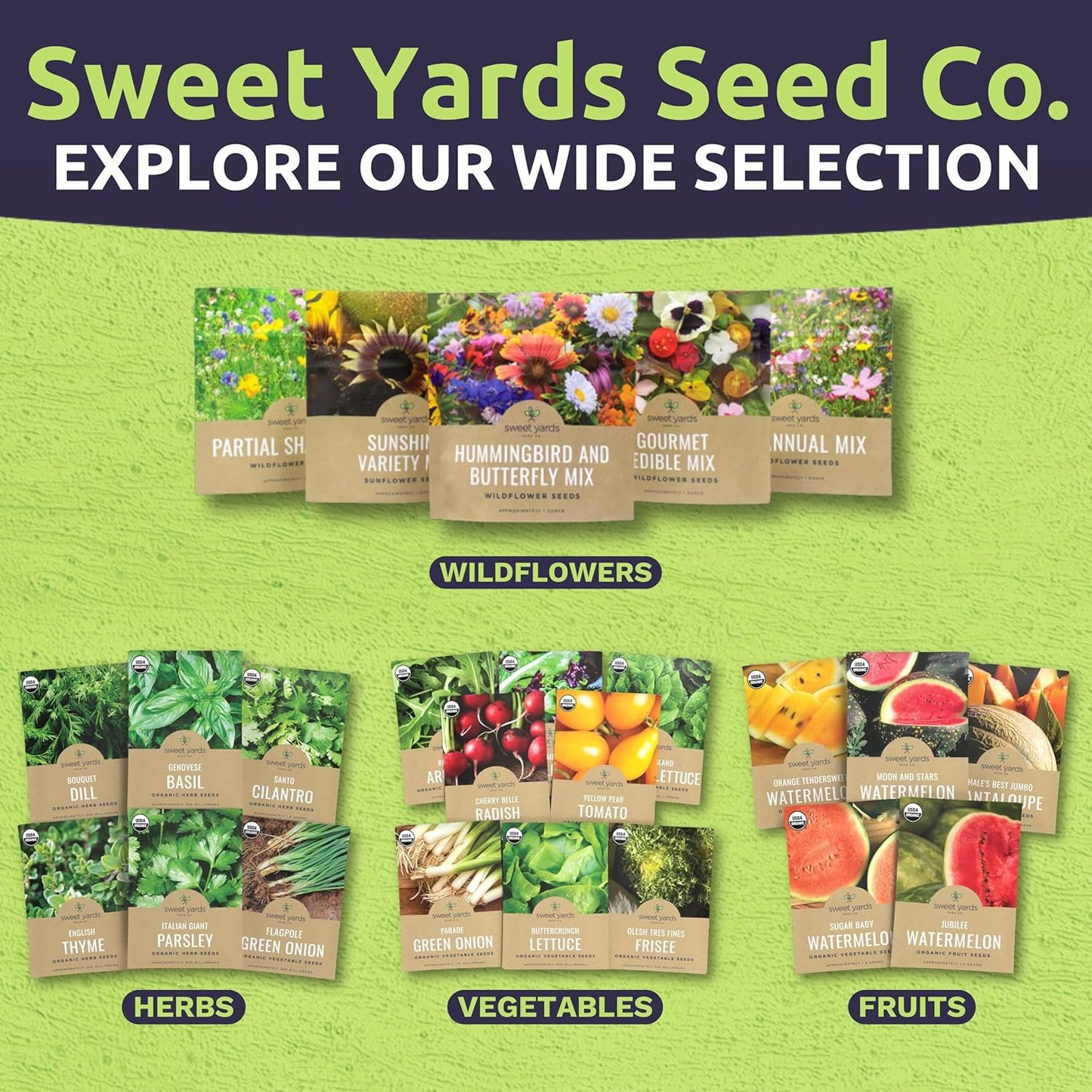 Organic Pea Lover Seeds Variety Pack - 6 Individual Packs
