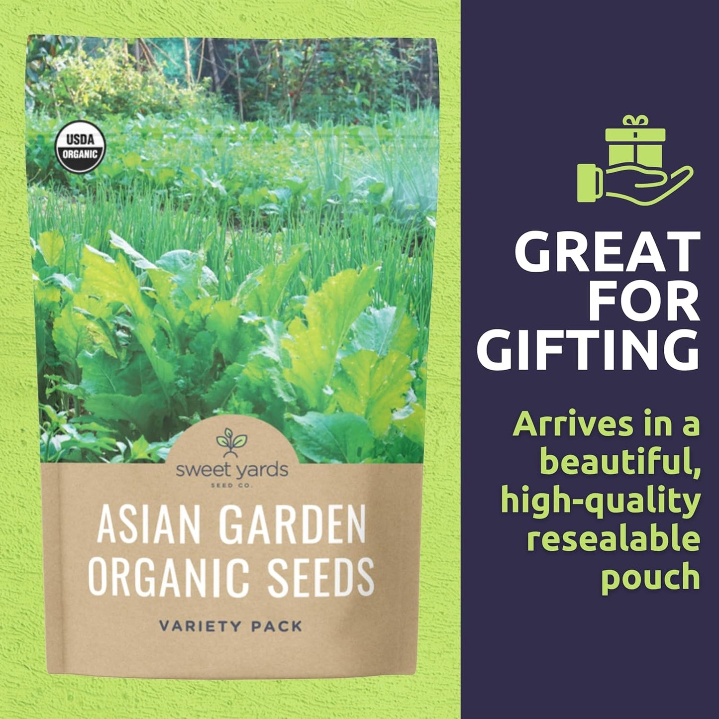 Organic Asian Garden Seeds Variety Pack - 10 Individual Packs