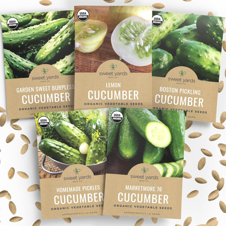 Organic Cucumber Seeds Variety Pack - 5 Individual Packs