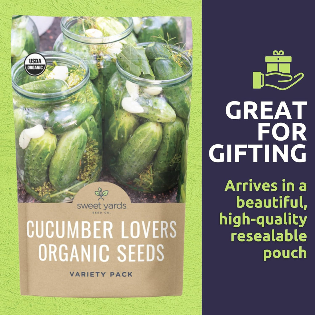 Organic Cucumber Seeds Variety Pack - 5 Individual Packs