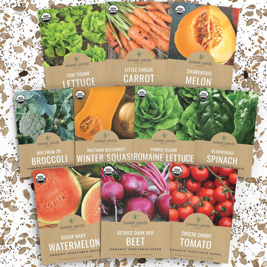 Organic Heirloom Garden Seeds Variety Pack - 10 Individual Packs