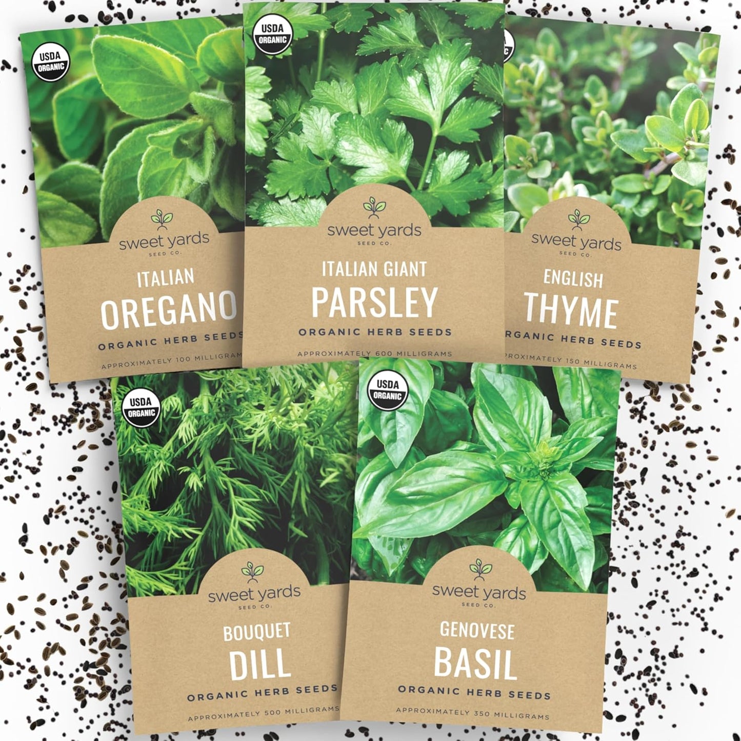 Organic Herb Seeds Variety Pack - 5 Individual Packs