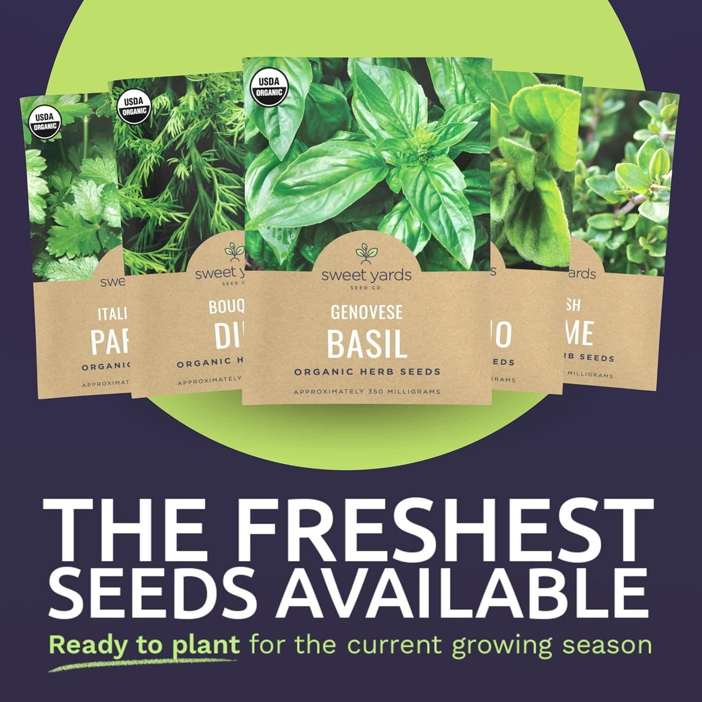 Organic Herb Seeds Variety Pack - 5 Individual Packs