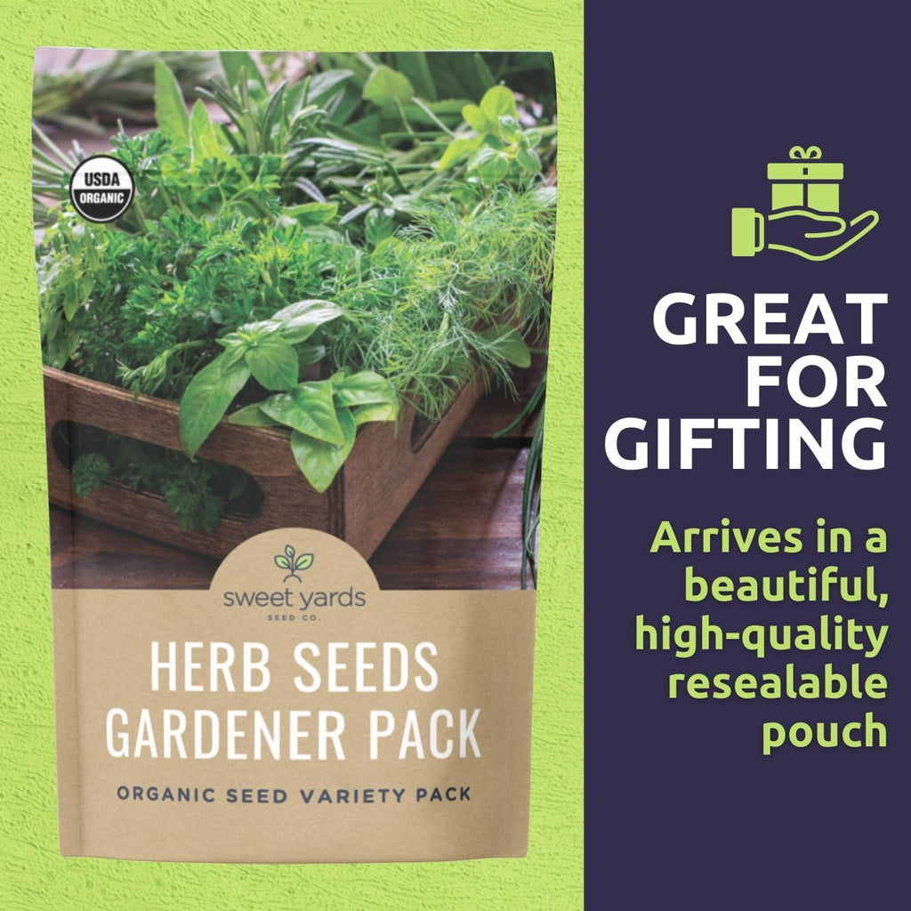 Organic Herb Seeds Variety Pack - 16 Individual Packs