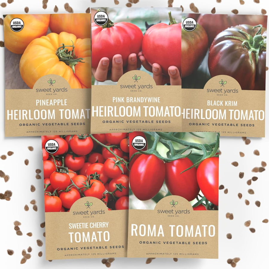 Organic Tomato Seeds Variety Pack - 5 Individual Packs