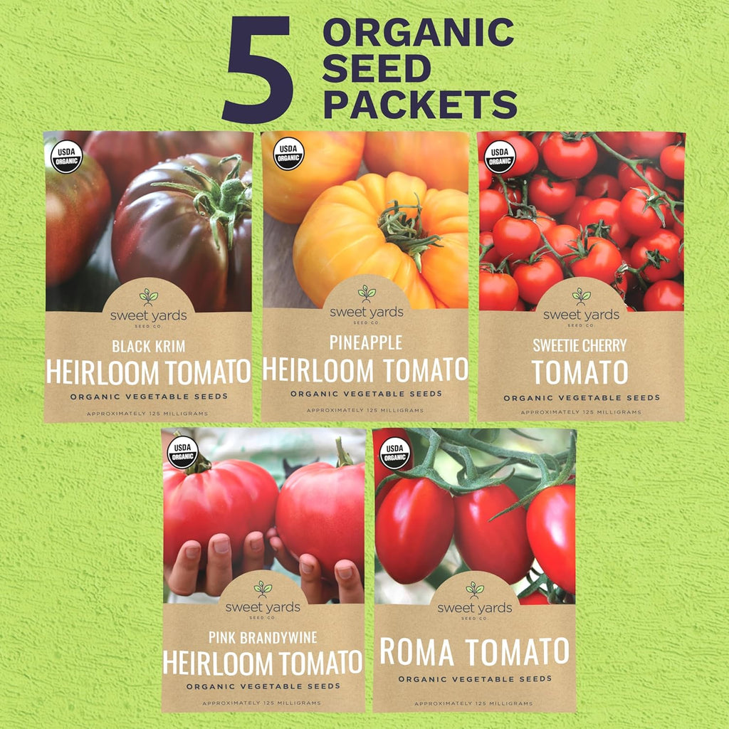 Organic Tomato Seeds Variety Pack - 5 Individual Packs