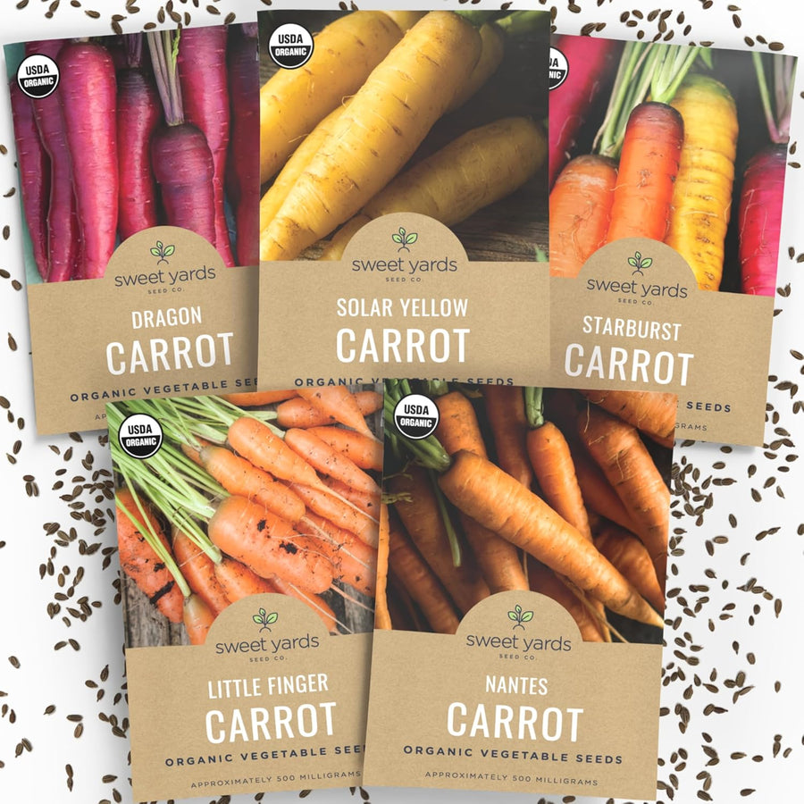 Organic Carrot Seeds Variety Pack - 5 Individual Packs